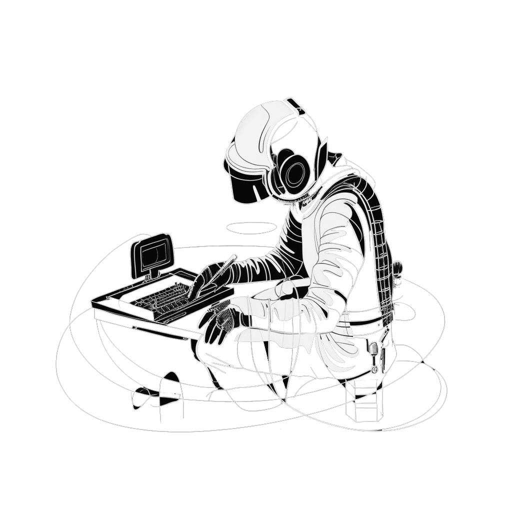 Astronaut typing on keyboard